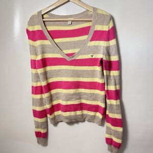 American Eagle Sweater Angora Wool Cashmere Pullover Varsity Preppy Casual L